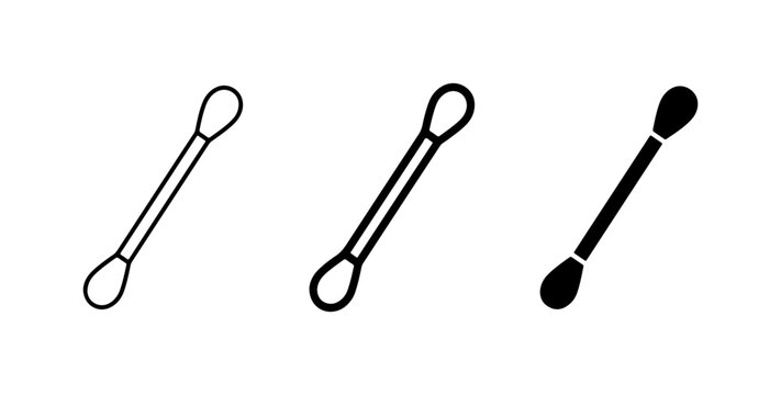 Cotton Swab Icons, Q-Tip Vector Set, Ear Bud Symbol Collection, Personal Care Hygiene