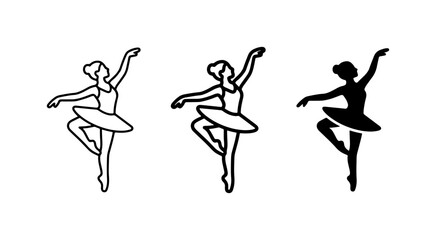 Ballet Dancer Silhouettes, Elegant Pose Vector Icons, Classic Dance Figures Set © Mizan