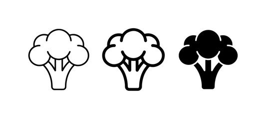 Obraz premium Broccoli Icons Set, Simple Vector Graphics for Healthy Food and Nutrition Concepts
