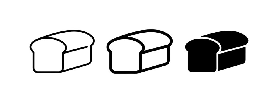 Bread Icons Set, Loaf Vector Graphics, Baked Goods Symbols, Food Icons