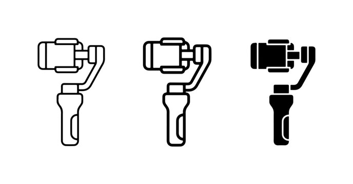 Smartphone Gimbal Stabilizer Icons, Mobile Video Recording Gear, Digital Camera Mounts, Vector Graphics