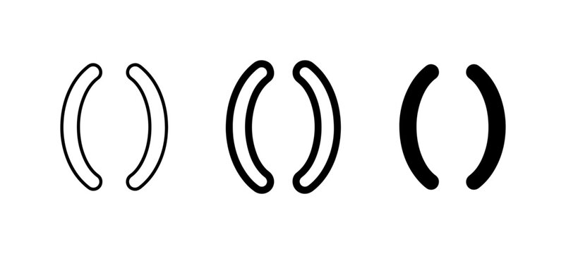 Parentheses Icons, Brackets Symbols, Punctuation Marks, Text Formatting Elements