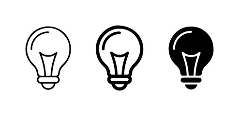 Naklejka premium Light Bulb Icons, Simple Idea Symbols, Innovation Concepts, Vector Graphics