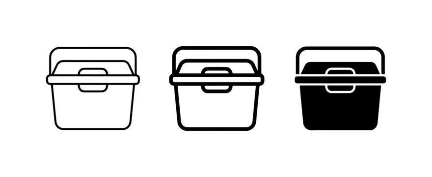 Cooler Box Icons, Portable Ice Chest Vector Set, Outdoor Picnic Container Graphics