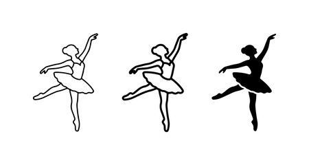 Ballet Dancer Silhouettes, Elegant Pose Vector Icons, Graceful Performance Art Graphics © MstMithila