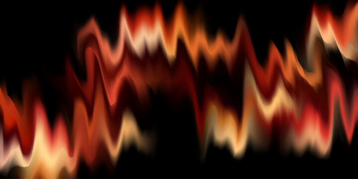 Abstract Fiery Waves on Black Background.