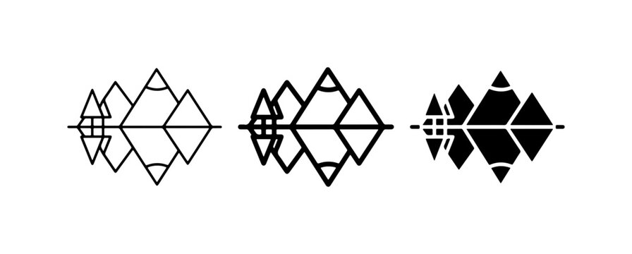 Geometric Mountain Peaks, Abstract Landscape Icons, Minimalist Nature Symbols