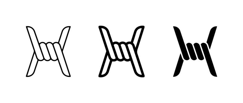 Barbed Wire Icons, Security Symbols, Boundary Concepts, Protection Graphics