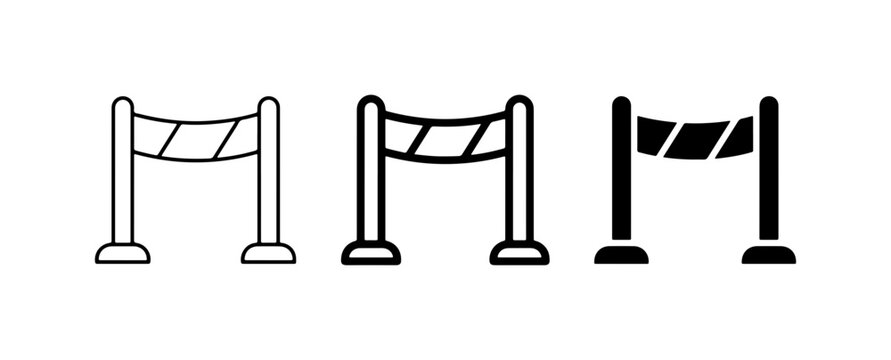 Barrier Icons, Crowd Control Stanchion, Event Rope Stand, Safety Stanchion Vector Set