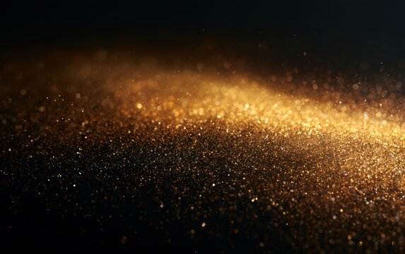 Golden sparks drifting through deep black space, cinematic luxury celebration mood with elegant glow effects