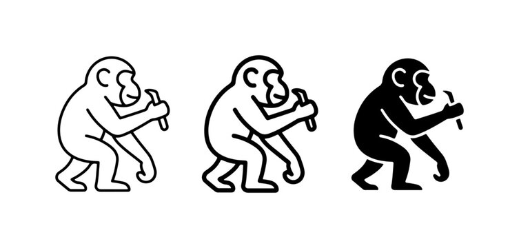 Monkey Icons, Primate Vector Art, Ape Symbol Collection, Evolution Concept