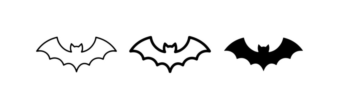 Bat Icons, Halloween Silhouettes, Vector Graphics for Spooky Designs