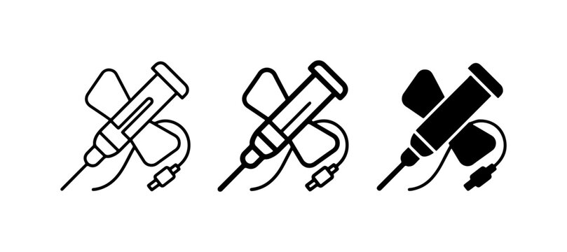 Medical Infusion Set Icons, Butterfly Needle Vector Graphics, Healthcare Symbols