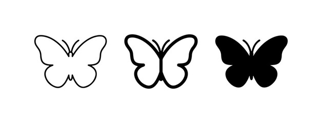 Butterfly Icons Set: Outline, Filled Outline, Silhouette, Vector Graphics for Nature and Design © Monir