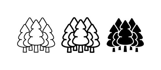 Forest Icons, Pine Tree Graphics, Evergreen Woodland Vector Set © Moniya