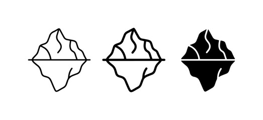 Iceberg Icons, Simple Vector Graphics, Cold Climate Symbols, Arctic Landscape Elements © Rajib