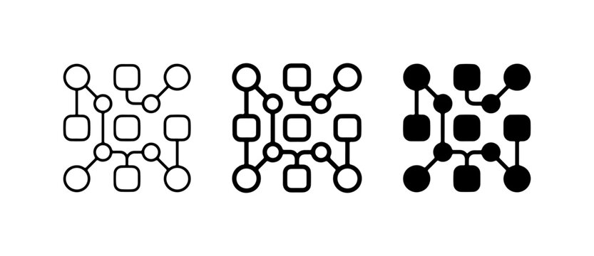 Network Icons, Abstract Connections, Data Flow Symbols, Technology Nodes