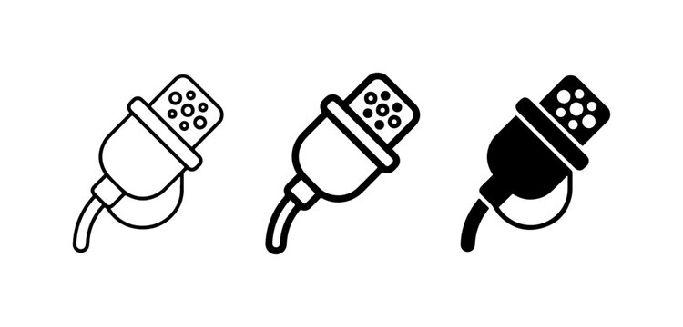 USB Connector Icons, Type-C Plug Set, Digital Data Transfer Symbols