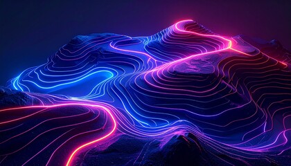 Obraz premium Neon Topographic Landscape