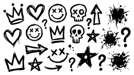 Fototapeta premium Graffiti Doodle Set Hand Drawn Street Art Vector Icons