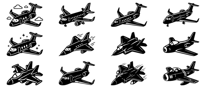 Cartoon Jet Bundle &ndash; Cute Aircraft Vector Collection