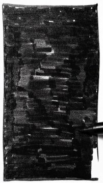 The black felt-tip marker texture slowly emerges from the top of the canvas and progresses downward through dense, energetic scribbling. Feltpen overlay or drawing Luma mask.