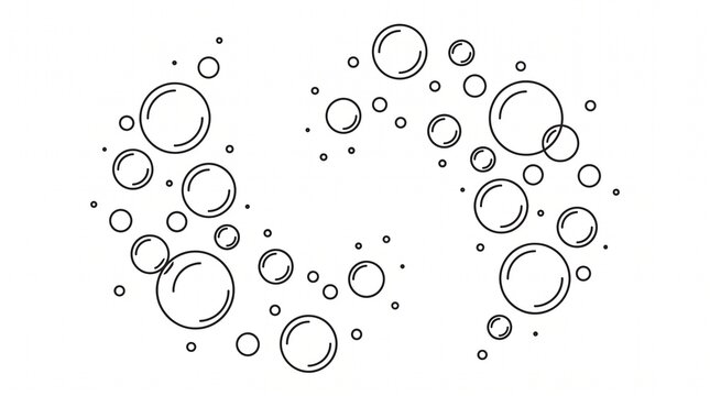 Effervescent Soda or Carbonated Drink Bubbles Pattern Isolated pure white background for Refreshing Beverage Mockup