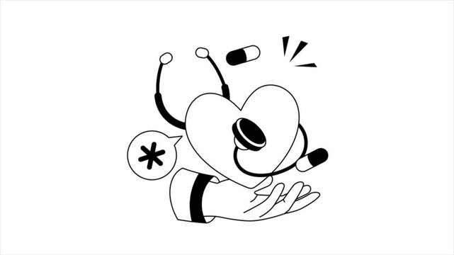 Heart Care Black and White MP4 Animation 