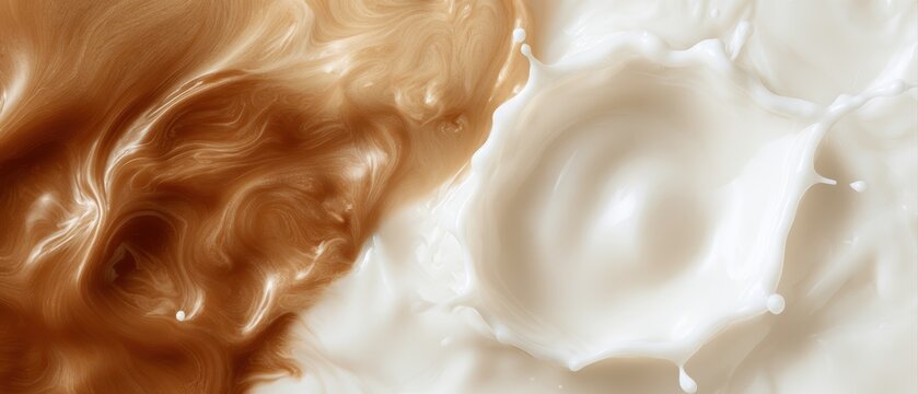 Coffee and milk collision splash, creamy swirling motion, premium Coffee branding
