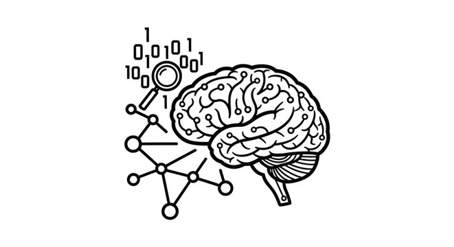 Brain with neural network and code.
