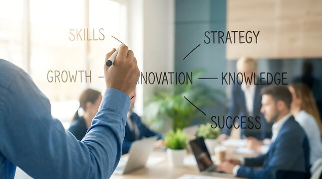 Business Strategy Planning and Startup Brainstorming Session in Modern Office