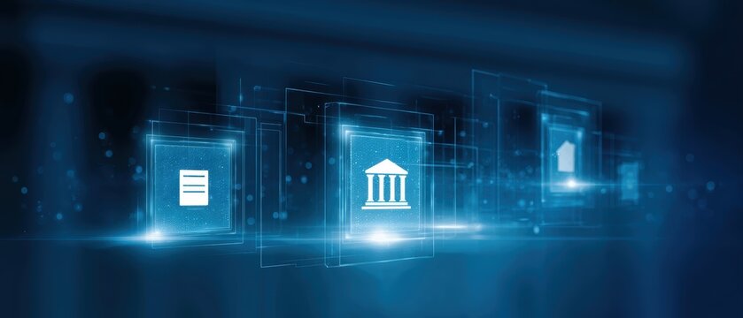 Digital banking environment displaying regulatory compliance indicators and financial governance systems