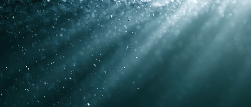 A dreamy underwater world illuminated by sunlight rays and drifting transparent bubbles