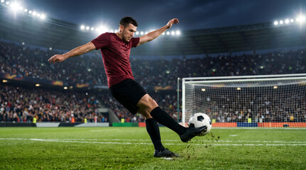 Naklejka premium soccer player kicking the ball