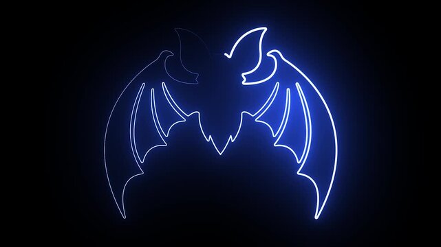 Halloween bat continuous line 4k animation video on a dark background