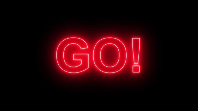 Animated of 3 2 1 go countdown animation on black screen. Glowing neon 321 go time limit animation. Game concept.