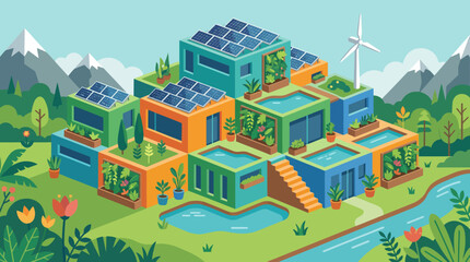 Fototapeta premium Modern eco friendly house with solar panels.