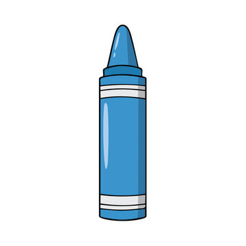 Single Blue Crayon Standing Upright Simple Illustration Graphic Design