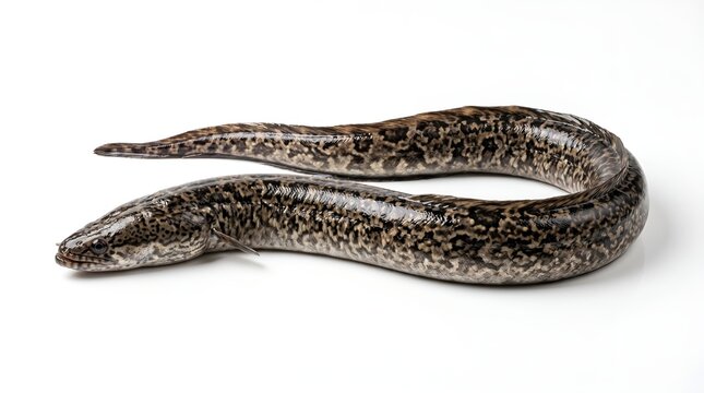 Freshwater European Eel Isolated on White Background.