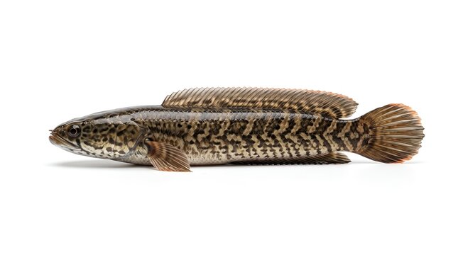Freshwater snakehead fish isolated on a white background.