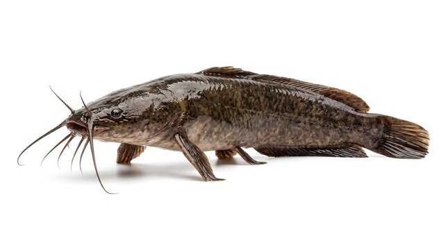 Freshwater walking catfish isolated on white background.