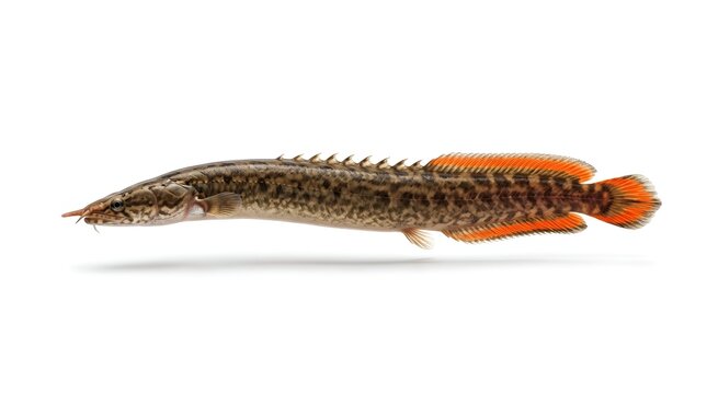 Ornate Bichir fish isolated on a white background.