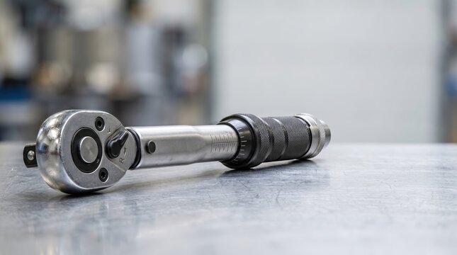 Close-up of a complete torque wrench tool