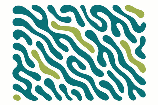 Abstract organic reaction diffusion Turing pattern with teal and green shapes.