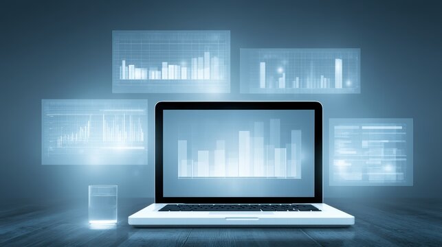 Business intelligence concept featuring real-time analytics visualization and data-driven decision-making tools