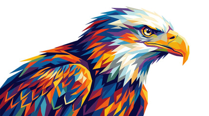 Fototapeta premium Abstract colorful eagle head illustration in geometric mosaic WPAP style on white background for creative design
