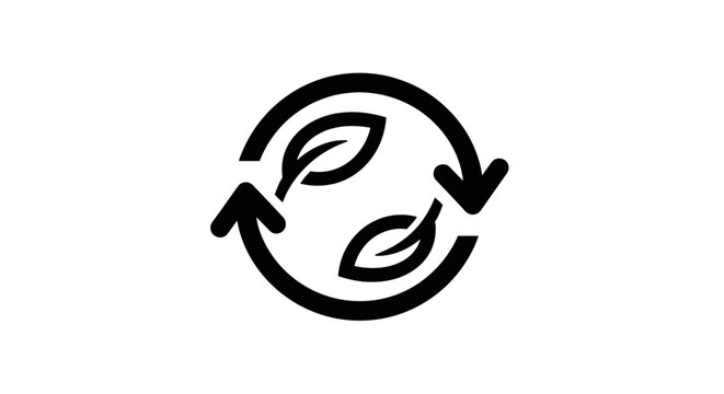 Recycling symbol with leaves and arrows indicating continuous cycle