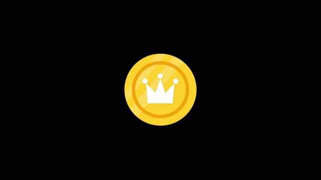 Animated Gold Coin with Crown Icon Video - Transparent