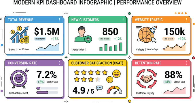 Dashboard interface displays key performance indicators for tracking modern business.
