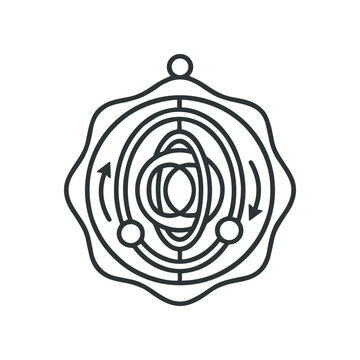 Black and white spiral design symbol.